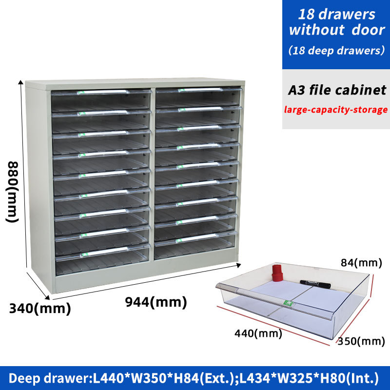 A3 Drawing Paper Storage Cabinet - Light Gray Plastic & Steel Filing ...