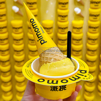 Tasse à crème glacée imprimée avec logo personnalisé Bol à crème glacée au yaourt glacé Gobelet en papier jetable à mur unique avec couvercle