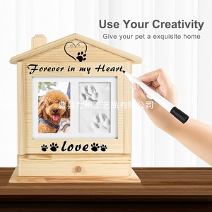 Wooden Pet Urn With Photo Frame Mini House Pine Wood 23x15.5x25.5cm For Pet <b>Memorials</b> - Product Image 4