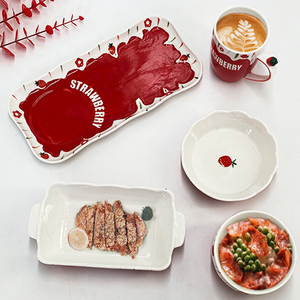 Bol en céramique SYL <span class=keywords><strong>rose</strong></span> fraise, populaire, mignon, pour filles, pour fruits, soupe, petit-déjeuner, <span class=keywords><strong>vaisselle</strong></span> créative pour la maison - Product Image 2