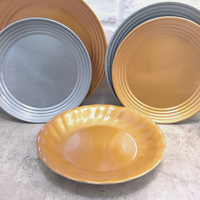 Assiettes en mélamine dorées pour les fêtes, les restaurants, les repas décontractés, assiettes en plastique dorées argentées en mélamine, service de table en mélamine A5