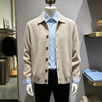 Herren Herbst/Winter 95% Wolle 5% Kaschmir Strick-Cardigan Pullover Jacke Einreihig mit Knopfleiste Vorne Oberbekleidung
