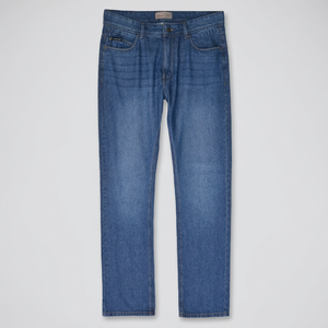 Jean en denim coupe droite ajustée pour homme, noir, en coton respirant et léger, décontracté, pour l'automne et l'hiver, taille mi-haute, classique - Product Image 4