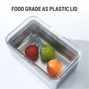 Lekfre Boîte à lunch en acier inoxydable avec couvercle en plastique Petite boîte à lunch avec ceinture Boîte à lunch en acier inoxydable Bento SS304 <span class=keywords><strong>Micro</strong></span>-ondes - Product Image 4