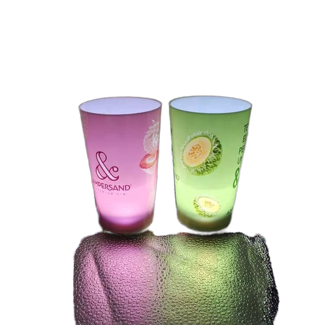 Custom Logo Water Activated LED Glowing Cup 12/14/16oz Flashing Color Changing Plastic LED Bar Cup Nightclub Party Drinkware