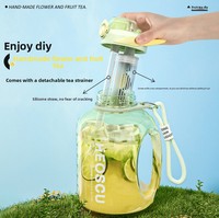 Botella de Agua Deportiva de Tritán Duradera de 1800/2600 ml, Libre de BPA, Resistente a Impactos, a Prueba de Fugas, con Tapa de Resorte y Pajita, para Mujeres y Niñas