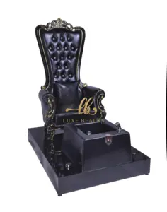 Hochzeit Schwarz gold Thron Stuhl Luxus europäischen Stil Königin Thron Stühle High Back King Throne Pediküre Stühle für Spa Center