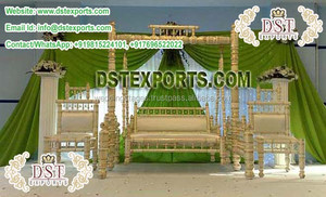 Columpio antiguo de madera para boda musulmana, columpio antiguo con sillas para ceremonia musulmana - Product Image 4