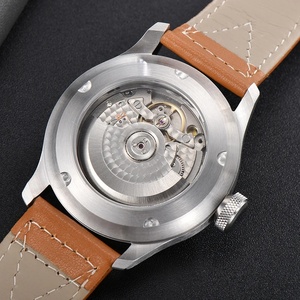 Montre-bracelet <span class=keywords><strong>Parnis</strong></span> automatique mécanique pour homme, réserve de marche, cadran gris, boîtier en acier inoxydable, bracelet en cuir - Cadeau de luxe 2026 - Product Image 5