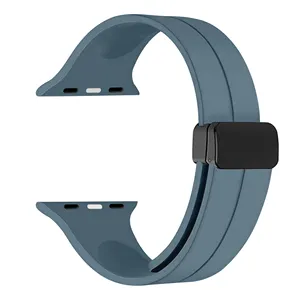 Bracelet magnétique en silicone RYB pour Apple Watch Ultra 2 49mm, bracelet magnétique de remplacement en silicone sport pour Apple Watch Series 9 8 7