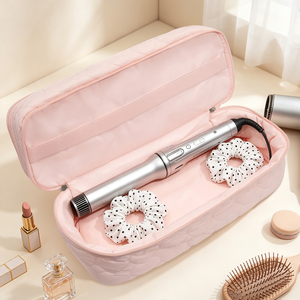Sac de <span class=keywords><strong>voyage</strong></span> matelassé double couche en forme de cœur pour sèche-cheveux, avec fermeture éclair perlée, pour femme, cadeau demoiselle d'honneur, trousse à cosmétiques et étui pour fer à boucler - Product Image 3