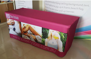 Nappe <span class=keywords><strong>de</strong></span> table personnalisée en gros avec logo, 4, 6 et 8 pieds, en Spandex et Polyester extensible, directement <span class=keywords><strong>de</strong></span> l'usine, pour événements et expositions - Product Image 6