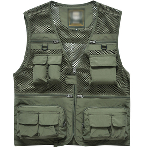 OEM personnalisé multi-poches hommes utilitaire gilet hommes en gros extérieur maille pêche tir <span class=keywords><strong>photographe</strong></span> journaliste gilet - Product Image 4