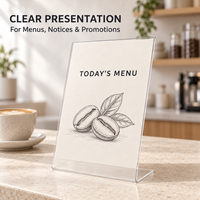 Support de Table en Acrylique Transparent en Forme de L, Porte-Menu Incliné, Bords Polis, Présentoir de Prix au Détail, Affiche, Brochure, Panneau de Table