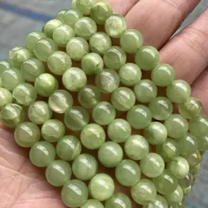 Cuentas redondas sueltas naturales para fabricación de joyas, abalorios de Jade verde, jaspe, color verde teñido, para fabricación de joyas, pulsera de Chakra, venta al por mayor