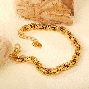 Wholesale Unisex <b>Stainless</b> <b>Steel</b> Hip Hop <b>Bracelet</b> Gold Plated Thick Chunky Chain Geometric Trendy Charms <b>Bracelet</b> for <b>Men</b> Women - Product Image 5