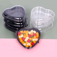 Boîte à fruits en forme de cœur en PET 400g, conteneur alimentaire jetable en plastique transparent pour l'emballage de salades de fraises et de baies