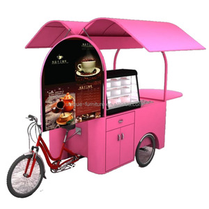 Carretto Caffè dal Design Accattivante, Carretto Mobile per Torte, Triciclo per Fast Food con Ruote, Chiosco per Snack in Vendita - Product Image 1