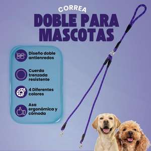 Guinzaglio per Cani Yommy a Doppia Treccia, Resistente e Confortevole, Anti-Groviglio con Ganci in Metallo per Passeggiate - Product Image 2