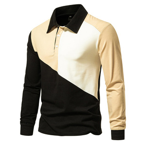 <span class=keywords><strong>Nuova</strong></span> T-shirt da Uomo a Maniche Lunghe con Colletto a Contrasto, T-shirt Casual di Marca alla Moda - Product Image 5