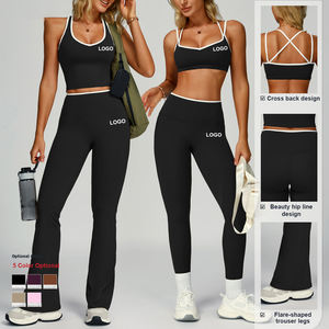 <span class=keywords><strong>Conjunto</strong></span> de Yoga de Color en Contraste, Traje Deportivo Personalizado para Mujer, Espalda Descubierta, Sensación Ligera, Ropa Deportiva para Actividades al Aire Libre, Fitness y Yoga - Product Image 3