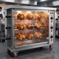 Four à rôtisserie commercial au gaz, 3 broches, en acier inoxydable, machine à griller à vendre
