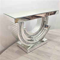 Console Moderne Miroir en MDF et Verre, Meuble Décoratif pour Entrée, Couloir et Salon