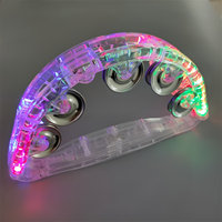 LED Glow Tambourine Noise Maker Light up Large Handheld Musical Flashing Bells Tamborines Percussion Instrument Birthday Gift