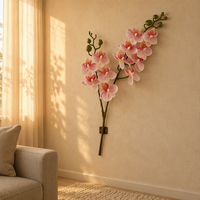 Mini Fleurs Artificielles Phalaenopsis en Plastique Souple Faites à la Main Durables et Réalistes, 2 Fourches, 12 Fleurs, Style Bohème, Marque LIAI