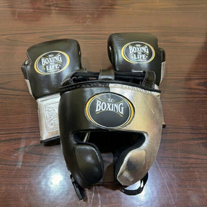 Personalized Breathable Customizable Mexican Style Lace-Up Real Leather MMA <b>Boxing</b> Gloves & Cheek Bar Head Guard - Product Image 1