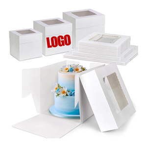 Bán buôn giá rẻ kích thước khác nhau tùy chỉnh bao bì có thể gập lại cửa sổ các tông màu trắng sinh thái thân thiện với hộp bánh 12x12x8 - Product Image 1