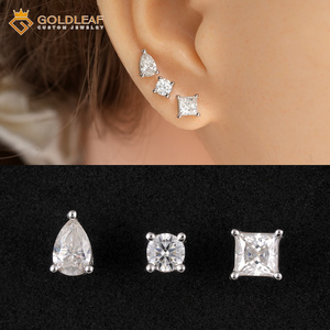 ต่างหูเพชรโมอิสซาไนต์ทรงหยดน้ำ/ทรงกลม รุ่น S925 เงินแท้จาก Goldleafgem ประดับเพชรแล็บคุณภาพสูง สำหรับผู้หญิง - Product Image 1