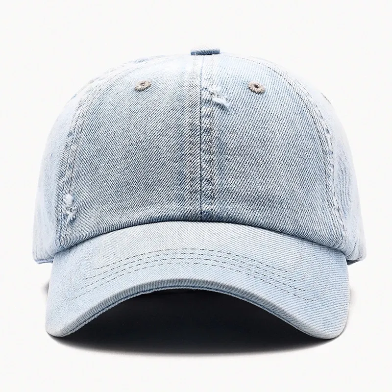 Casquette de Baseball, en jean, déchirée, ajustable, à trous, nouvelle tendance,