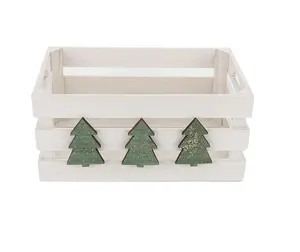 White Solid Christmas Tree Rustic Wood Storage Box Decorative Wooden Crates For Storage