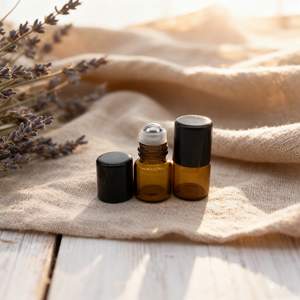 1Ml Chai Hình Ống Nước Hoa Tinh Dầu Thủy Tinh Màu Hổ Phách Nhỏ Với Con Lăn Kim Loại Và Nắp Lăn Màu Đen - Product Image 3