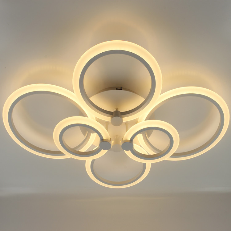 Factory Newest Remote Control Dimmable 2800-6000K Color Temp IP33 Rated 3 Crystal Ring White Metal Modern Pop 60W Ceiling Light · image 5