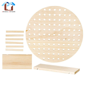 Casa ajustable decoración de pared organizador del soporte de exhibición de madera redonda tablero - Product Image 3