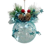 Boules de Noël en plastique lumineuses en forme de dentelle avec des aiguilles de pin et des cônes |   Décorations de Noël suspendues pour arbre de Noël à LED