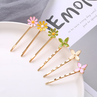 Pinces à cheveux tournesol en émail coloré, Design émaillé, trèfle à quatre feuilles, épingle à cheveux pour filles, décoration de cheveux d'été