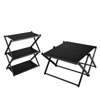 Étagère de rangement pliable pour le camping en plein air, cadre en alliage d'aluminium, plateau en acier au carbone, forme en X, ouverture en un clic, épaisseur 0,8 mm, bureau