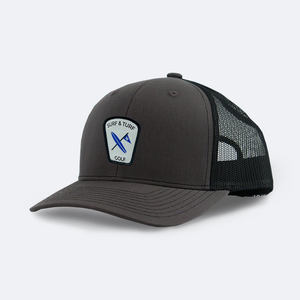 Bordado Logo Golf Hat Curved Brim 6-Panel Mesh Trucker Hats Snapback Charcoal Grey Trucker Caps - Product Image 1