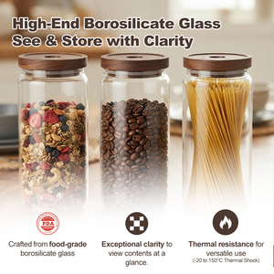 Barattolo in Vetro Borosilicato Extra Large 1300ml (43.96oz) con Coperchio in Legno, Senza BPA, Lavabile in Lavastoviglie, Contenitore per Pasta e Spaghetti - Product Image 3