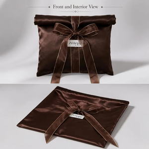 Pochette en satin rose imprimée avec logo personnalisé pour extensions capillaires, cosmétiques, rangement, sac de luxe en soie pour perruques, emballage cadeau, pochette anti-poussière en satin - Product Image 3