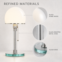 Lampu Meja Tidur Modern Minimalis Nordik Mewah dengan 3 Suhu Warna Cahaya dan Alas Kaca untuk Kamar Tidur Ruang Tamu
