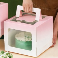 Boîte à gâteau pliable personnalisée en carton blanc recyclé pour anniversaire, mariage, boulangerie, livraison, avec poignée