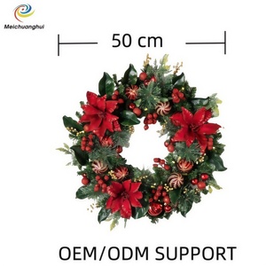 MEICHUANGHUI LEDライトクリスマスリース40cm 50cm 60cmクリスマス花輪花輪パインコーン付きクリスマス装飾 - Product Image 5