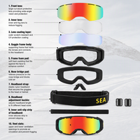 Masque de ski SK-389 avec protection UV400, revêtement anti-buée, conception à fixation magnétique, sangle réglable