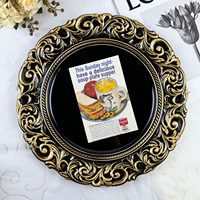 Assiettes à dîner et sous-verres à motifs de style européen, vente en gros, assiettes décoratives en plastique pour les fêtes et les célébrations