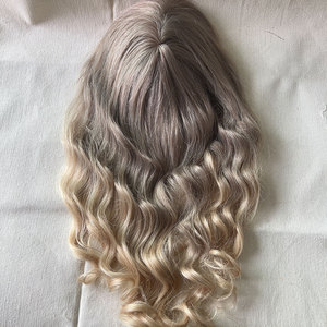 ท็อปเปอร์ผมแท้ 100% แบบลูกไม้เต็มศีรษะ สีบลอนด์ออมเบรแบบไล่เฉดสี  ลอนบอดี้เวฟ  ให้ความมีชีวิตชีวา  เงางาม  โดดเด่น  และดูมีระดับ - Product Image 1