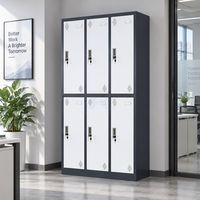 Casier en acier à 6 portes avec aérations et serrures à clé pour bureau, école, salle de sport, rangement des employés, casier métallique robuste à six compartiments